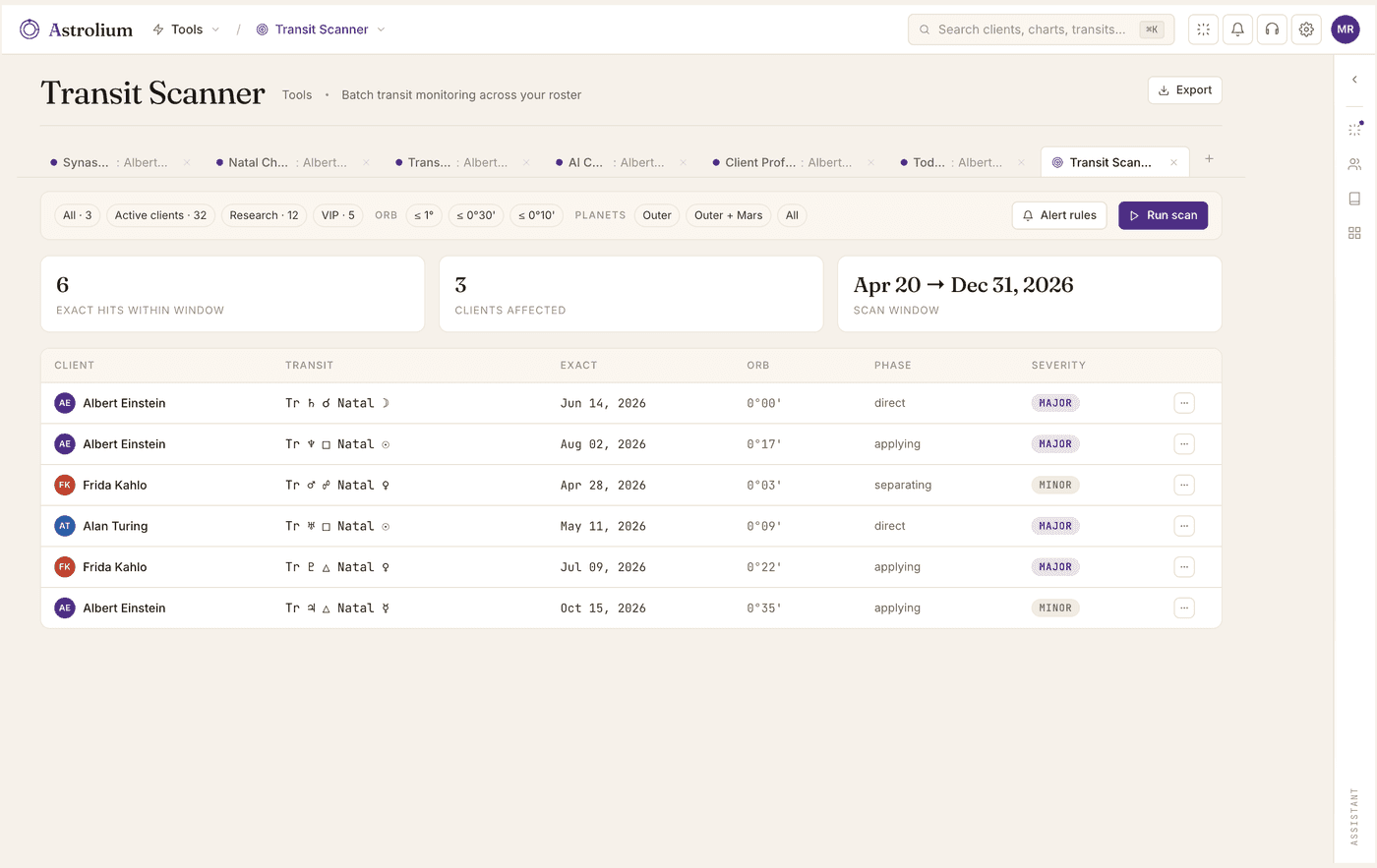 Transit Scanner ranking clients by exactness